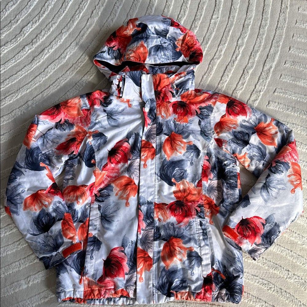 The North Face Women's Ski Jacket - Poppy Red, Gray, White Floral